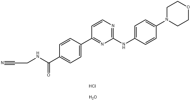 Benzamide, N-(cyanomethyl)-4-[2-[[4-(4-morpholinyl)phenyl]amino]-4-pyrimidinyl]-, hydrochloride, hydrate (1:2:1)